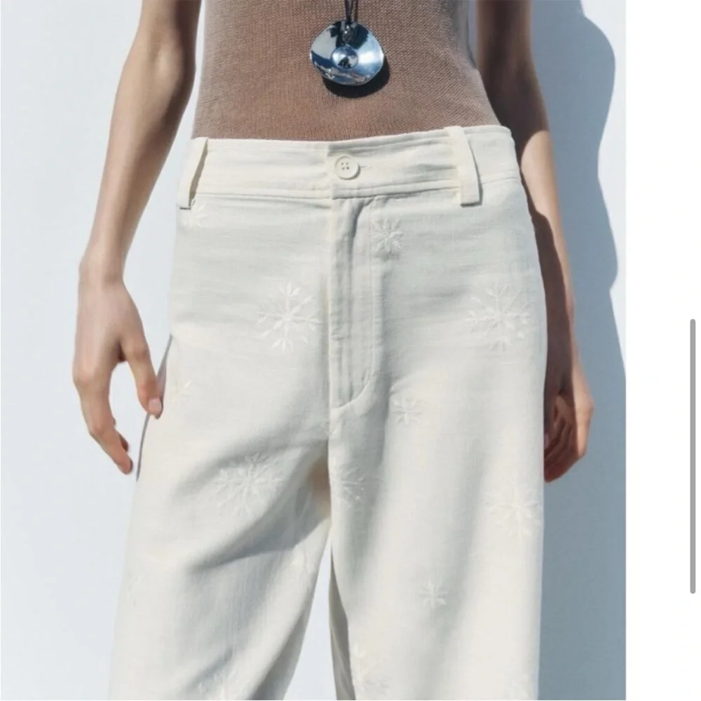 NEW ZARA EMBROIDERED SUMMER /VACATION PANTS SIZE S  🚨NO DISCOUNT